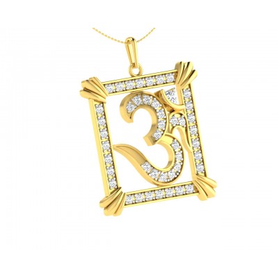 Auspicious Aum Pendant in Gold with diamonds